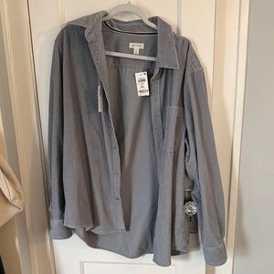 Gray Button-Up Shirt Corduroy